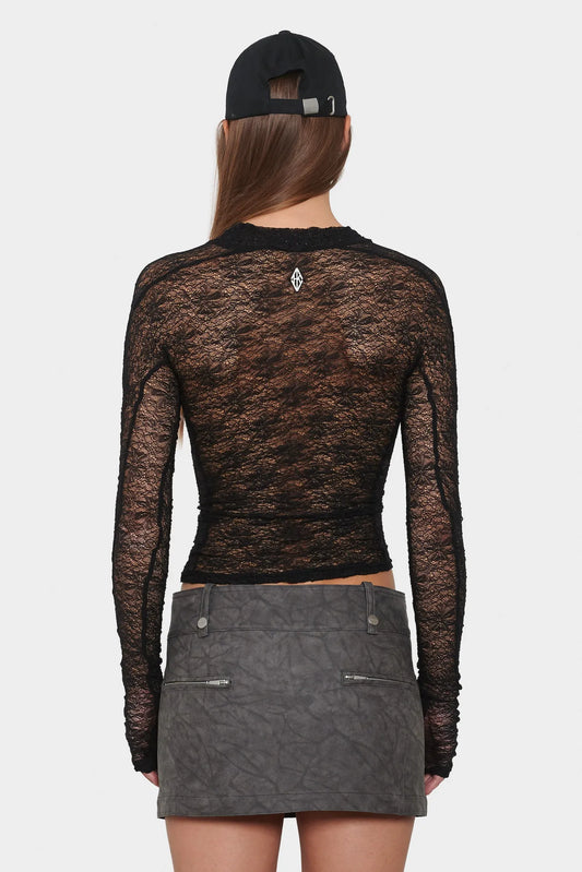 Top FLORAL LACE TOP czarna