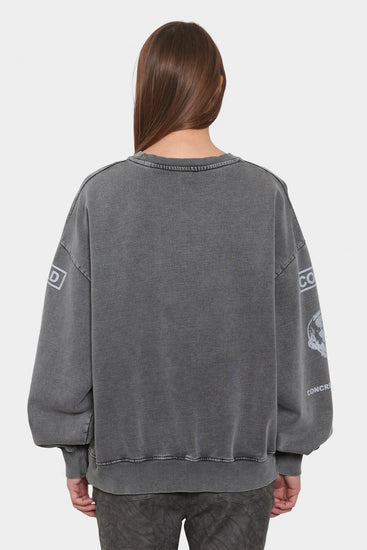 damskie#@Bluza GRAPHIC PRINTED CREWNECK ciemnoszara