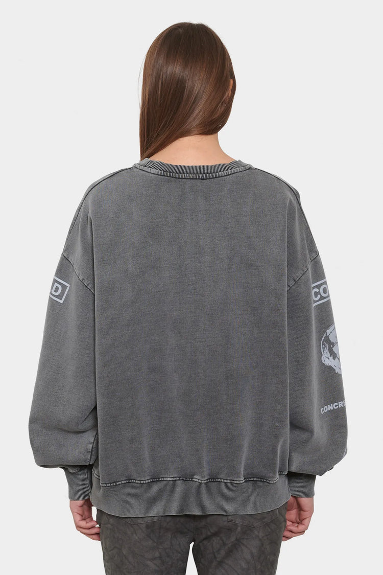 damskie#@Bluza GRAPHIC PRINTED CREWNECK ciemnoszara